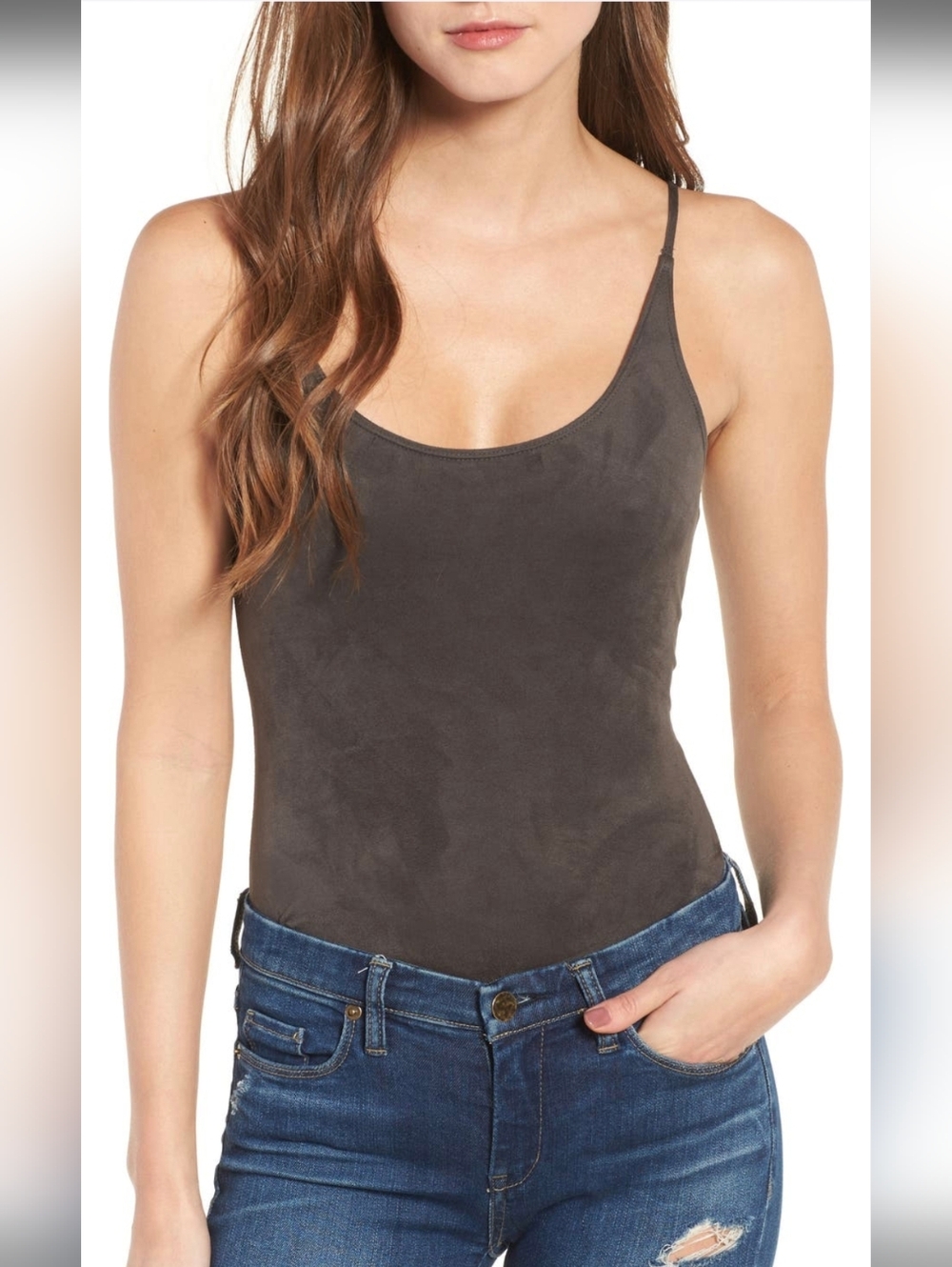 BP Faux Suede Bodysuit